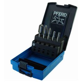 PFERD BURR SET TUNGSTEN CARBIDE 1/4 INCH 5PCE